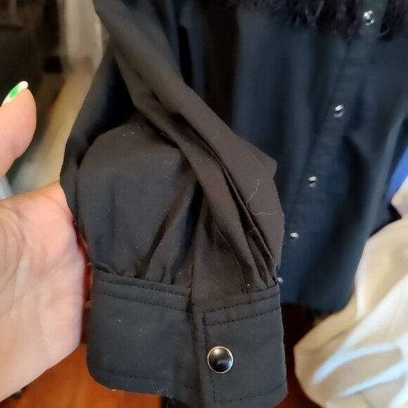 Vintage Western Wear Canada Cowboy Ranchwear Snap Fringe Shirt Sz L Round-up - Picture 2 of 11